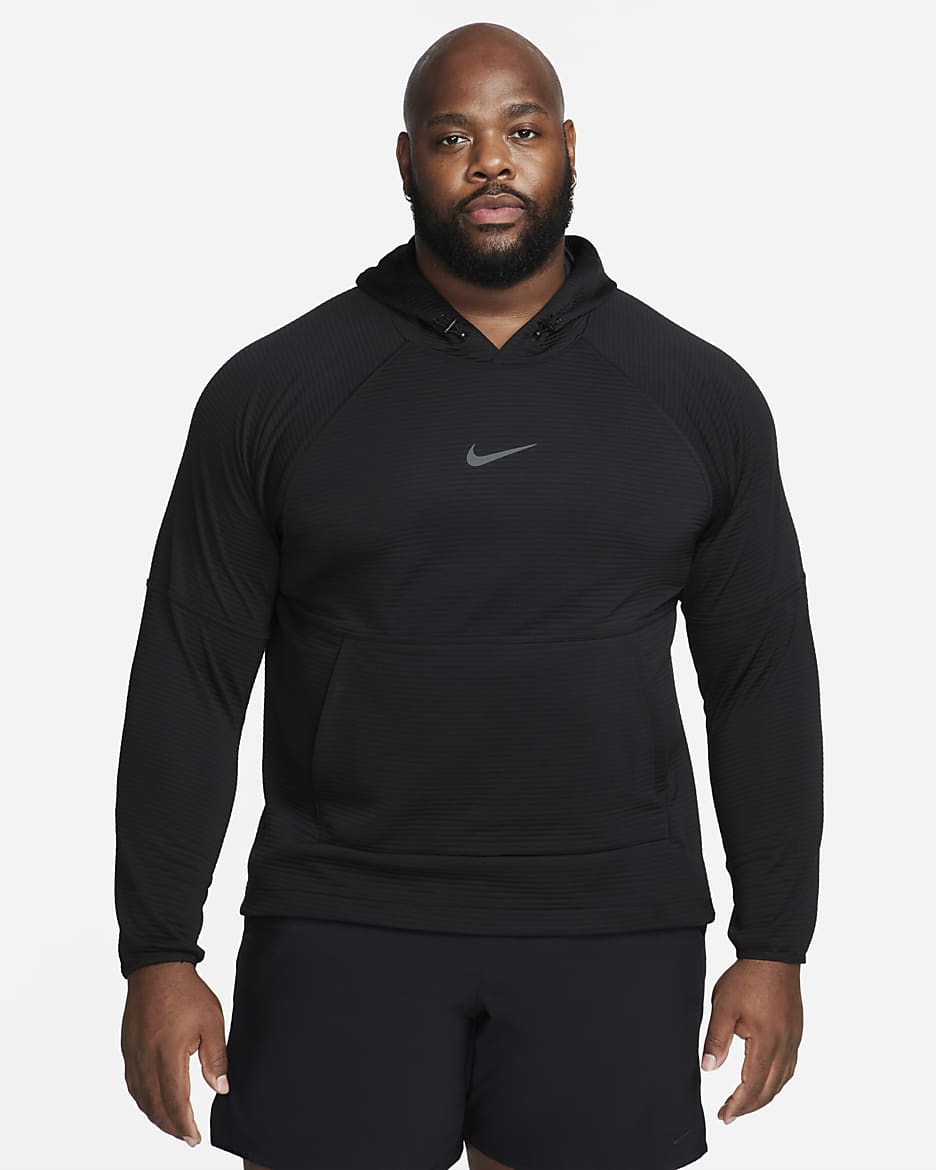 Nike Men s Dri FIT Fleece Fitness Sweatshirt Black Polyester 50 Recycled Polyester